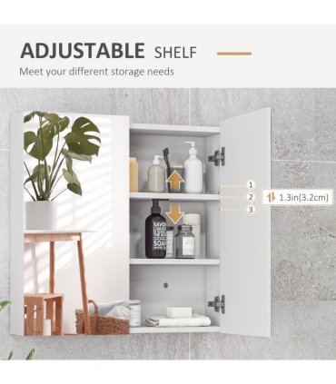 Wall Mounted Bathroom Storage Cupboard, White, High Gloss, 60L x 15W x 60H cm