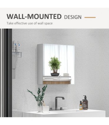 Wall Mounted Bathroom Storage Cupboard, White, High Gloss, 60L x 15W x 60H cm
