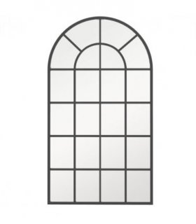 HOMCOM Modern Arch Window Wall Mirror for Living Room Bedroom, 110x62cm, Black