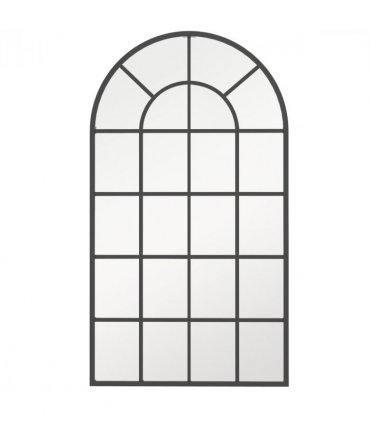 HOMCOM Modern Arch Window Wall Mirror for Living Room Bedroom, 110x62cm, Black
