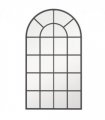 HOMCOM Modern Arch Window Wall Mirror for Living Room Bedroom, 110x62cm, Black