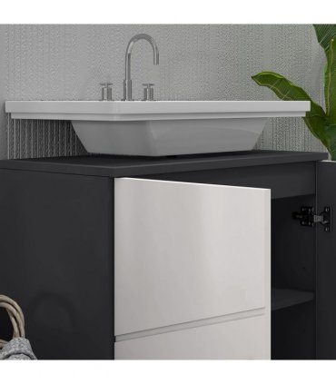 Bathroom Under Sink Cabinet Light Grey 60L x 30W x 60H cm Storage Shelf