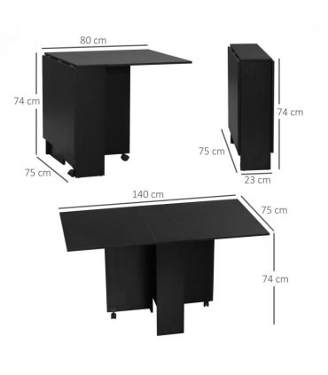 HOMCOM Rolling Drop Leaf Dining Table Folding Kitchen Table with Open Shelves