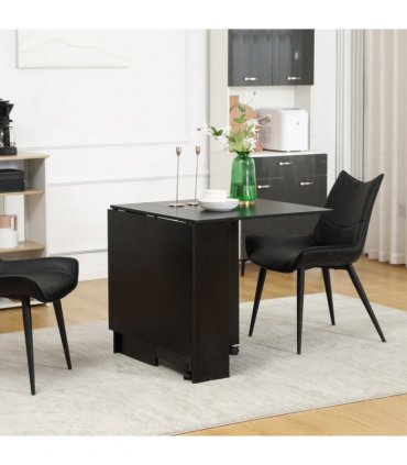 HOMCOM Rolling Drop Leaf Dining Table Folding Kitchen Table with Open Shelves