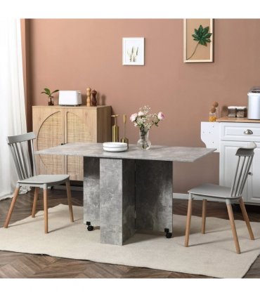HOMCOM Rolling Drop Leaf Dining Table Folding Kitchen Table with Open Shelves