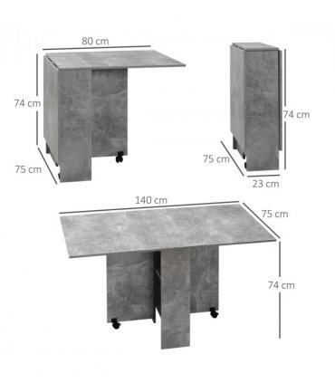 HOMCOM Rolling Drop Leaf Dining Table Folding Kitchen Table with Open Shelves