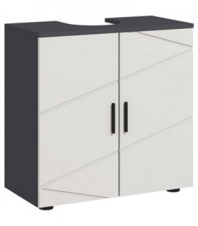 Bathroom Vanity Unit, Light Grey, 60L x 30W x 60H cm, Pedestal Sink Cabinet