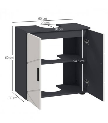 Bathroom Vanity Unit, Light Grey, 60L x 30W x 60H cm, Pedestal Sink Cabinet