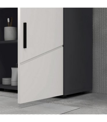 Bathroom Vanity Unit, Light Grey, 60L x 30W x 60H cm, Pedestal Sink Cabinet
