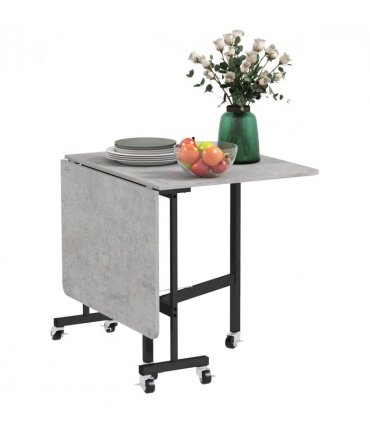 Drop Leaf Table Grey MDF   x 80W x 73H cm Folding Dining Table for Small Spaces
