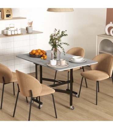 Drop Leaf Table Grey MDF   x 80W x 73H cm Folding Dining Table for Small Spaces
