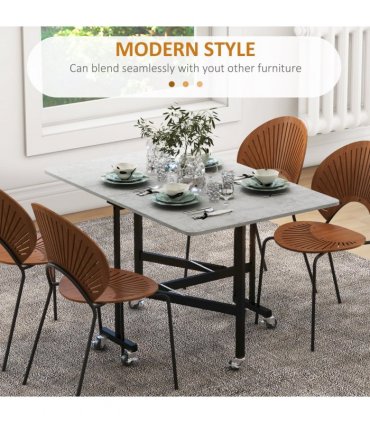 Drop Leaf Table Grey MDF   x 80W x 73H cm Folding Dining Table for Small Spaces