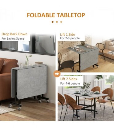 Drop Leaf Table Grey MDF   x 80W x 73H cm Folding Dining Table for Small Spaces