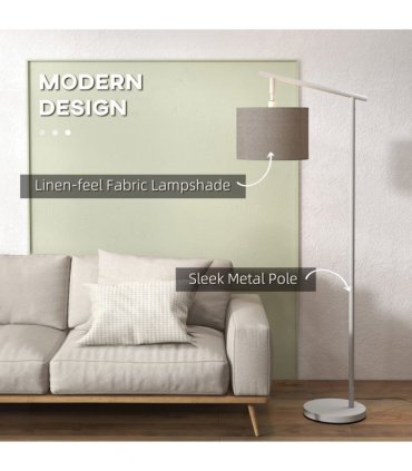 Floor Lamp Metal Grey 63L x 35W x 165H cm with 350� Rotating Lampshade, LED Bulb