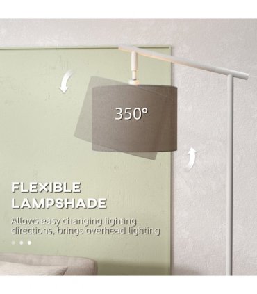 Floor Lamp Metal Grey 63L x 35W x 165H cm with 350� Rotating Lampshade, LED Bulb