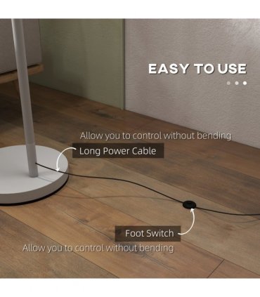 Floor Lamp Metal Grey 63L x 35W x 165H cm with 350� Rotating Lampshade, LED Bulb