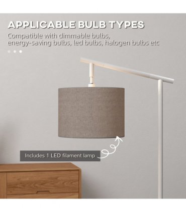 Floor Lamp Metal Grey 63L x 35W x 165H cm with 350� Rotating Lampshade, LED Bulb