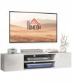 TV Unit White Melamine High Gloss 140L x 30W x 30H cm Shelves Cabinets Storage