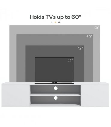 TV Unit White Melamine High Gloss 140L x 30W x 30H cm Shelves Cabinets Storage