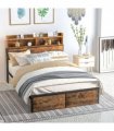 HOMCOM 4.8FT Double Bed Frame with Storage Headboard and Under Bed Storage