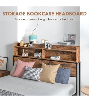 HOMCOM 4.8FT Double Bed Frame with Storage Headboard and Under Bed Storage