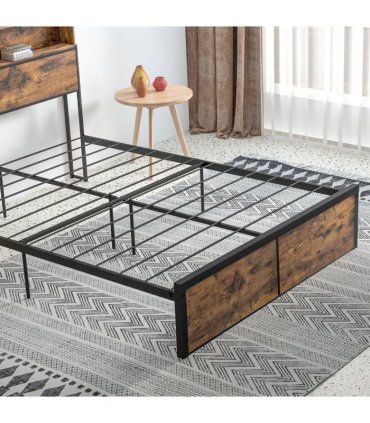 HOMCOM 4.8FT Double Bed Frame with Storage Headboard and Under Bed Storage