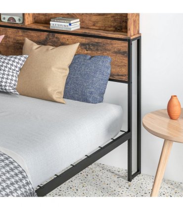 HOMCOM 4.8FT Double Bed Frame with Storage Headboard and Under Bed Storage