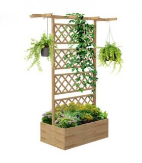 Trellis Planter  Wood Natural wood finish 160L x 55W x 183Hcm Open inner bottom