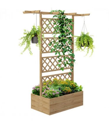 Trellis Planter  Wood Natural wood finish 160L x 55W x 183Hcm Open inner bottom