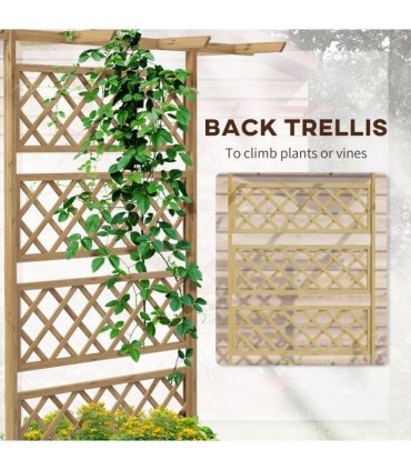 Trellis Planter  Wood Natural wood finish 160L x 55W x 183Hcm Open inner bottom