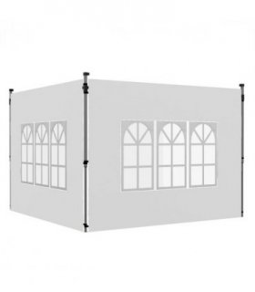 Garden Gazebo Side Panels White Oxford Plastic 295W x 195Hcm 2 Pack