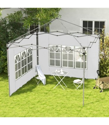 Garden Gazebo Side Panels White Oxford Plastic 295W x 195Hcm 2 Pack