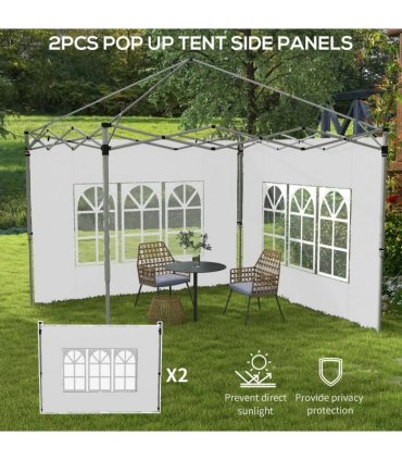 Garden Gazebo Side Panels White Oxford Plastic 295W x 195Hcm 2 Pack