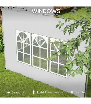 Garden Gazebo Side Panels White Oxford Plastic 295W x 195Hcm 2 Pack