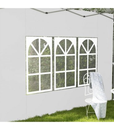 Garden Gazebo Side Panels White Oxford Plastic 295W x 195Hcm 2 Pack