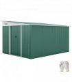 Garden Storage Shed Galvanised Steel Green 280cm x 345cm Double Sliding Door