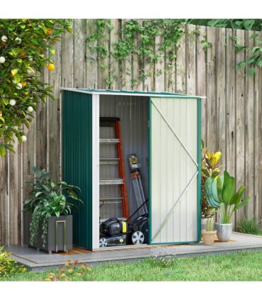 Steel Green 161.5cm x 94.5cm x 196cm Outdoor Storage Shed with Lockable Door