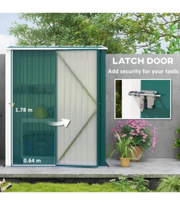 Steel Green 161.5cm x 94.5cm x 196cm Outdoor Storage Shed with Lockable Door