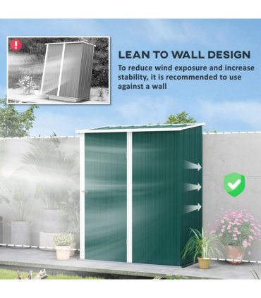 Steel Green 161.5cm x 94.5cm x 196cm Outdoor Storage Shed with Lockable Door