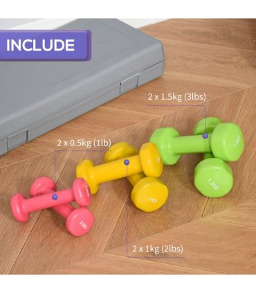 HOMCOM 6kg Dumbbell Fitness Weights Set for Men and Women, Home Gym Workout