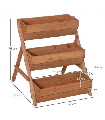 Outsunny 3 Tier Raised Garden Bed Wooden Elevated Planter Box Kit, Brown