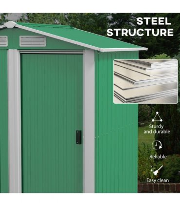 Outsunny 5ft x 4.3ft Outdoor Metal Storage Shed with Sliding Door Sloped Roof