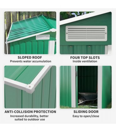 Outsunny 5ft x 4.3ft Outdoor Metal Storage Shed with Sliding Door Sloped Roof