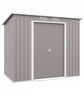 Steel Tool Shed with Sliding Double Door, Grey, 213x130x159/172cm, Galvanised