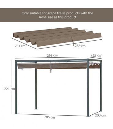 Pergola Sun Shade Cover Roof Replacement Coffee Polyester 286L x 245Wcm