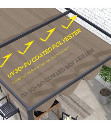 Pergola Sun Shade Cover Roof Replacement Coffee Polyester 286L x 245Wcm