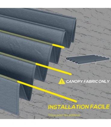 Outsunny Pergola Sun Shade Cover Roof Replacement for 3 x 2.15m Pergola, Grey
