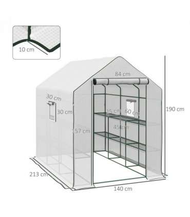 Outsunny Walk-in Outdoor Green House with Door and Mesh Windows, White