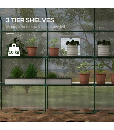 Outsunny Walk-in Outdoor Green House with Door and Mesh Windows, White