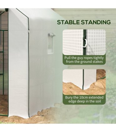 Outsunny Walk-in Outdoor Green House with Door and Mesh Windows, White
